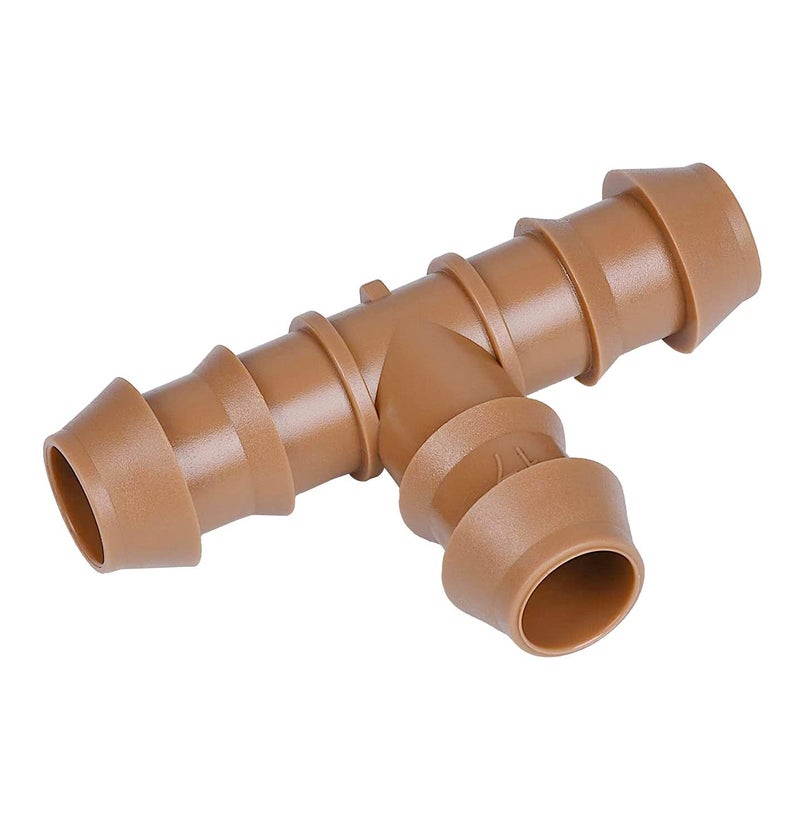 JAYEE 24P Drip Irrigation Fittings Kit for 1/2" Tubing (.600 ID), 17mm Parts- 6 Tees, 6 Couplings, 6 Elbows,6 End Cap Plugs- Barded Connectors for Rain Bird Pipe and Sprinkler Systems (24 Pieces Set) - Image 5